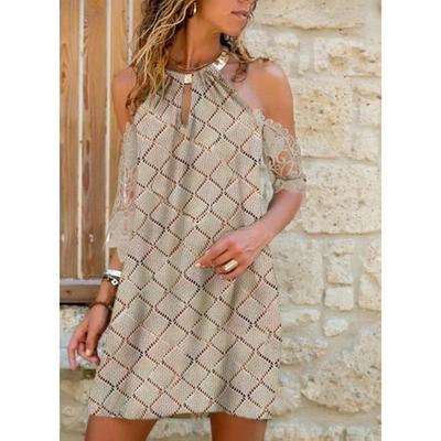 Женское платье со средними рукавами, многоцветная принтованная юбка с открытыми плечами и вырезом халтер для женщин