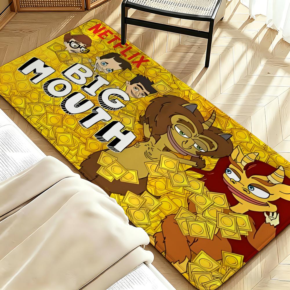 Cartoon B-Big M-Mouth Floor Mat Soft Flannel Floor Mat Suitable for Entryways, Living Rooms, Bedrooms, and Bathrooms