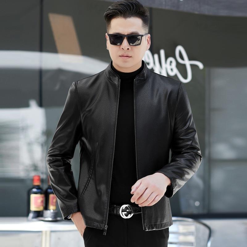 Кожаная куртка для мужчин среднего возраста, осенне-зимняя, большой размер, одинарная куртка плюс бархатная куртка-папа, тонкий срез