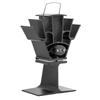 5 Blades Efficient Wood Stove Fan Wood-burning Real Fire Fireplace Fan for Pellet Wood Log Burning Stove Home Black