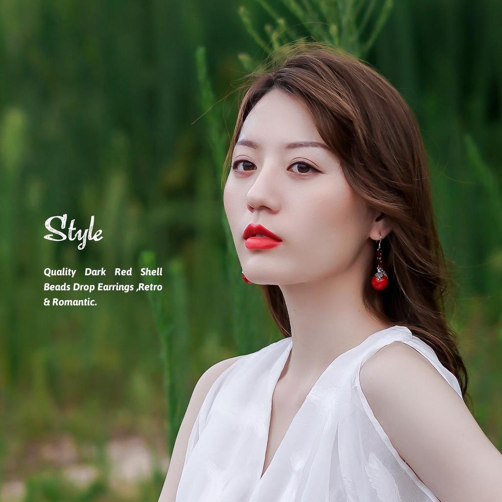 Висячие серьги с красной ракушкой и жемчугом, стерлинговое серебро 925 пробы, листья, модная элегантность для женщин, модные ювелирные изделия, подарок