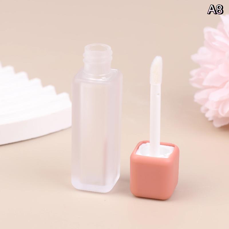1Pc 5ml Lip Gloss Tube Brush Rod Scrub Square Liquid Lipstick Tubes Bottle Refillable Lip Balm Container Cosmetic Packaging DIY