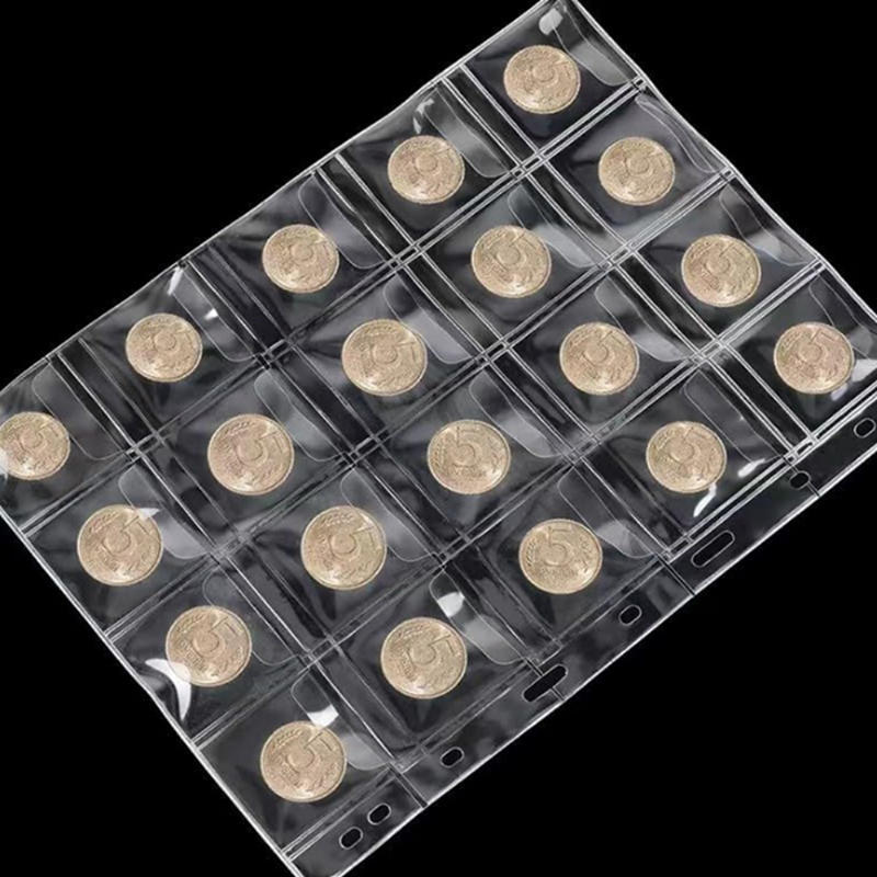 20/30/42 кармана Сменная страница для хранения монет 10 шт. ПВХ прозрачные кошельки Принадлежности для коллекции марок Дисплей Листы для скоросшивателя