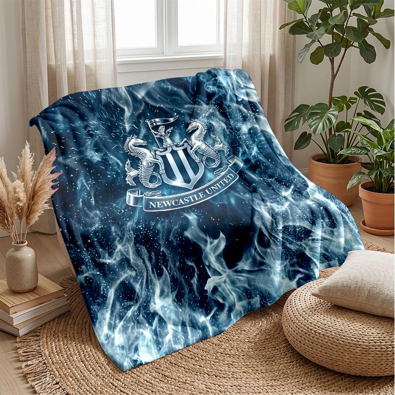Newcastle United Football Print Flannel Blanket, Soft Warm Lightweight Throw Blanket for Sofa Bed Camping