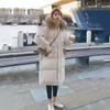Women Down Jacket Fur Collar Hooded Long Coat Korean Fashion Windproof Thicken Warm Winter Cotton Clothes Outerwear Tops