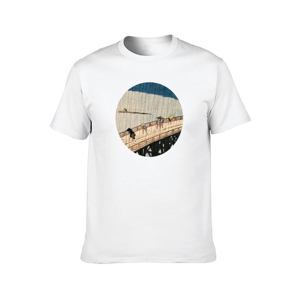 shirt Shin-ōhashi bridge man Hiroshige Atake over T-Shirt tshirt and cotton Sudden anime Shower t -