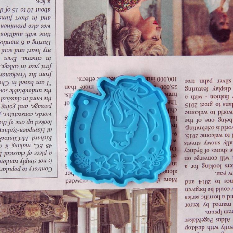 Силиконовая форма для литья брелоков из смолы, форма подковы с цветком, для эпоксидной смолы
