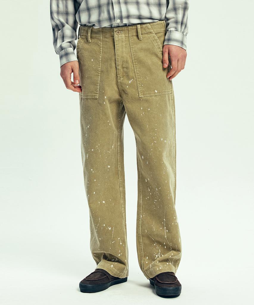 KND Washed & Splatter Paint Corduroy Fatigue Pants Sand Beige