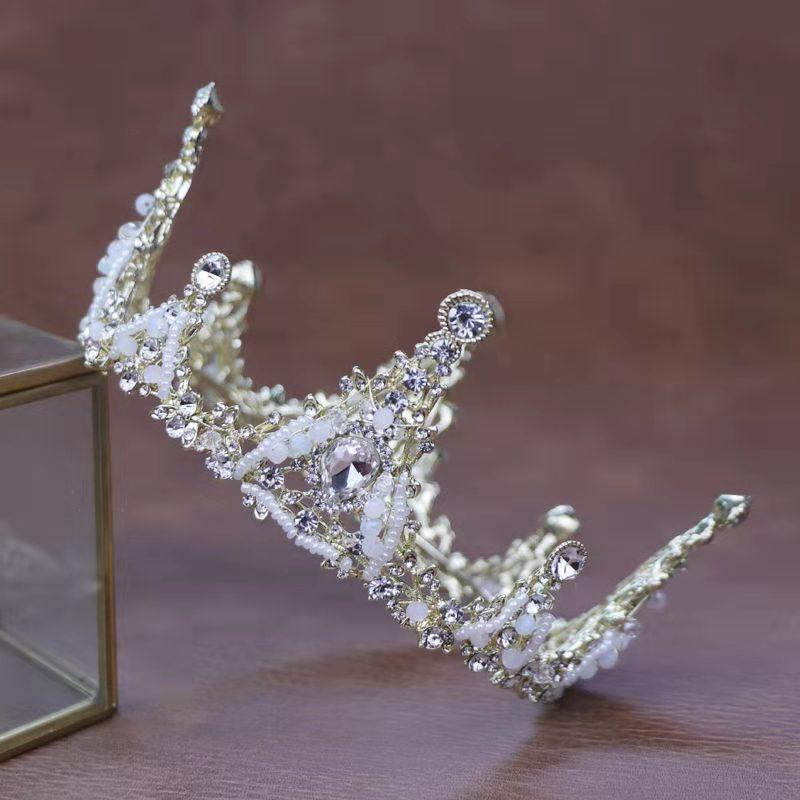 Bridal Crown Internet Celebrity Friends Friends Girlfriends Gift Round Crown 18-Year-Old Adult Gift Headgear Rhinestone Crystal Crown