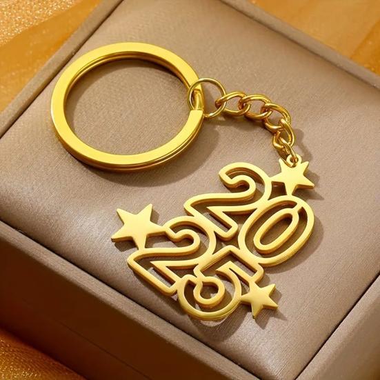 Титановый стальной брелок 2025 номер звезда шарм изысканный брелок для ключей сумка кулон