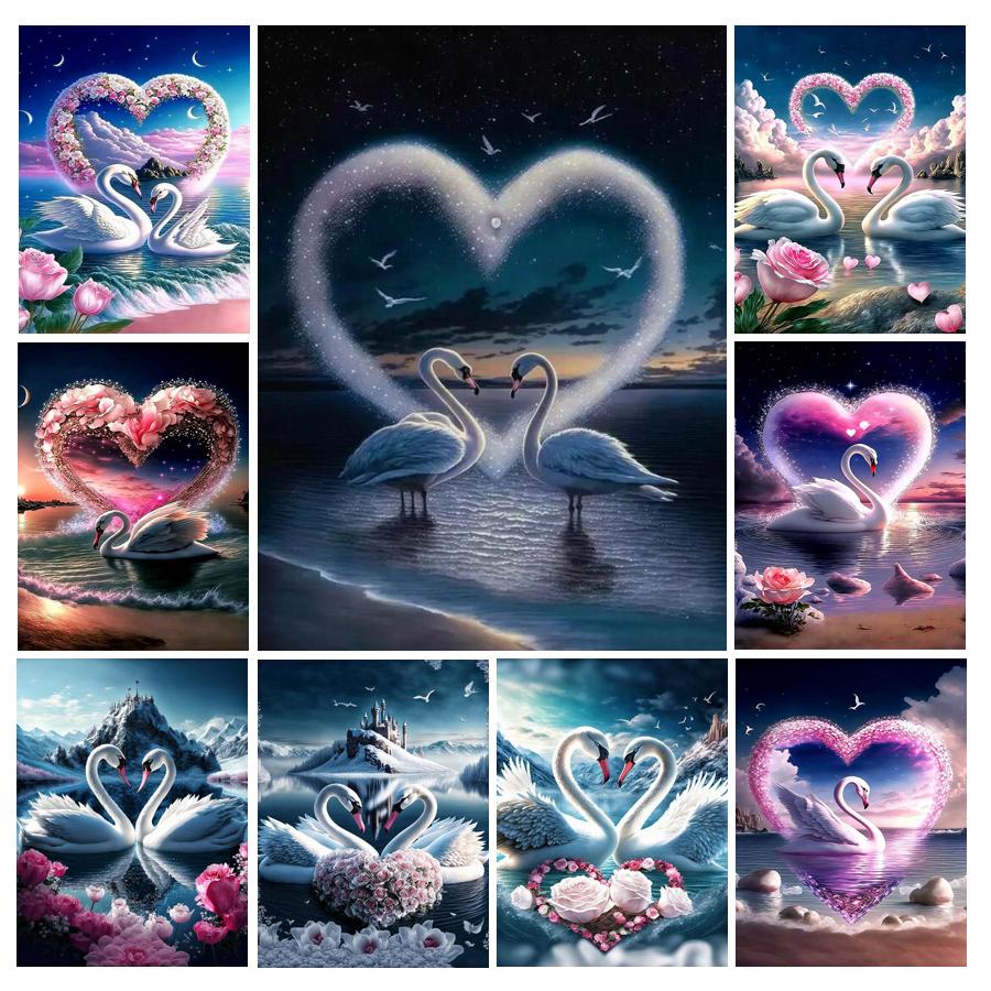 Любовь Лебединое озеро Алмазная картина Новые поступления Животные Цветок Diy Полный квадратный круглый дрель Горный хрусталь Вышивка Роза Мозаика Наборы для вышивки крестом Настенный декор