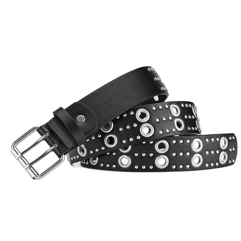 Dress For Women Personality Jeans Hip Hop PU Leather Belt Rivet Waistband Waist Strap Waist Belt