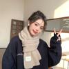 White scarf women's winter solid color wool thickened knitted warm scarf new Korean version versatile high sense