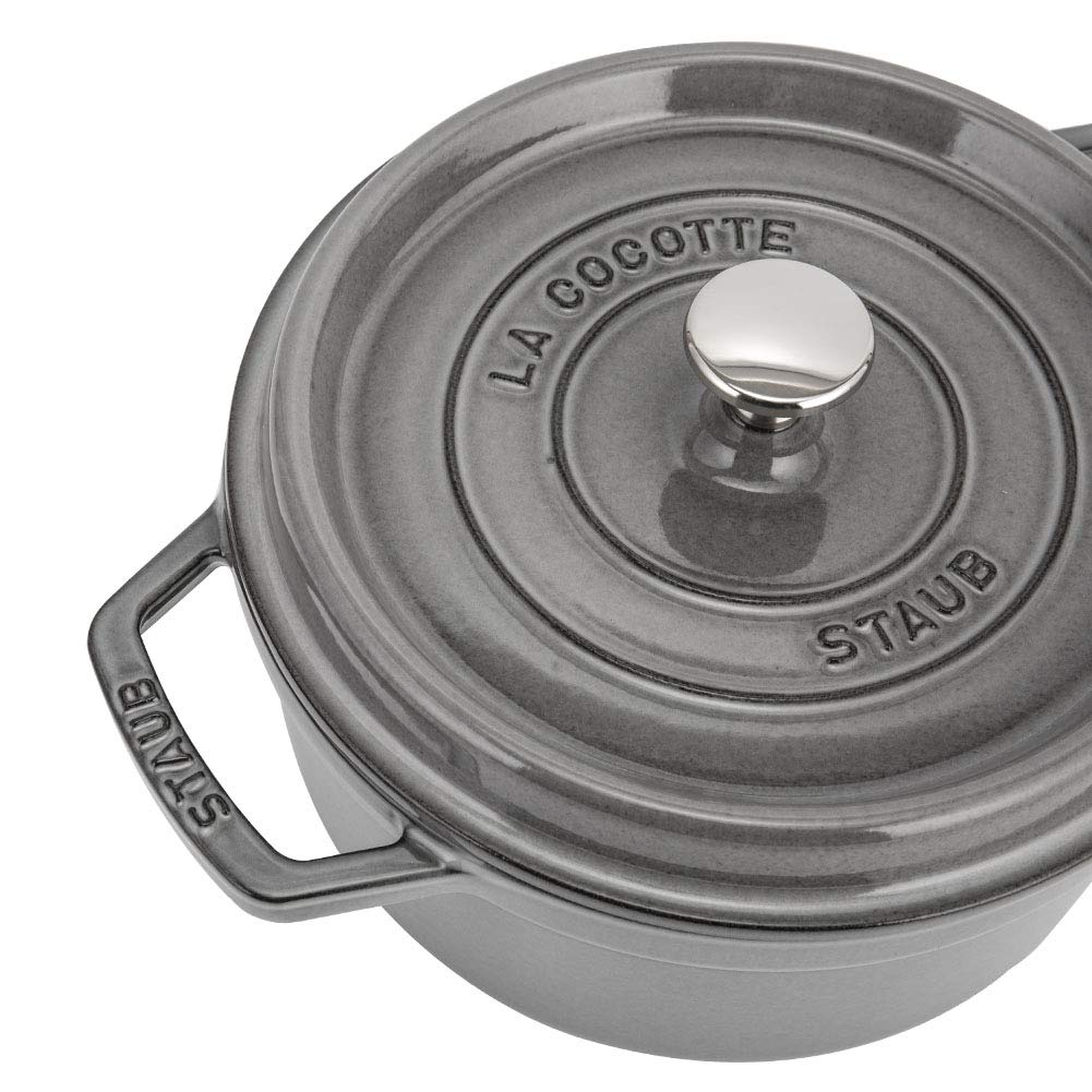 Staub Pico Cocotte Round 22 см Графитовый серый 1102218 Двуручная кастрюля Эмалированная кастрюля Rund Brater Графитовый серый Pico Cocotte Pot Стильная кухонная утварь Кухня