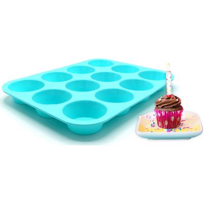 PDTXCLS HOMIEBUDS Силиконовая форма для выпечки кексов и маффинов, 12 ячеек, 100% антипригарная, не содержит БФА, пищевой силикон, аквамарин - 1 форма от Ragamuffins