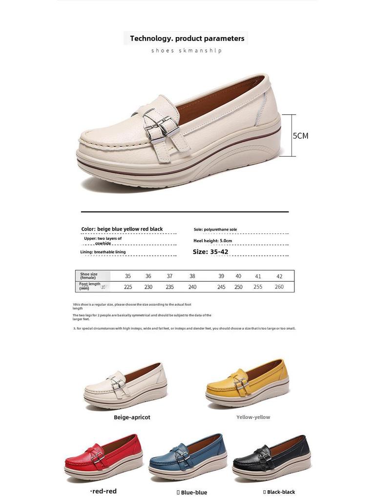 Женские туфли на танкетке из натуральной кожи на толстой подошве, с полым дизайном, большого размера, идеально подходят для мам среднего возраста