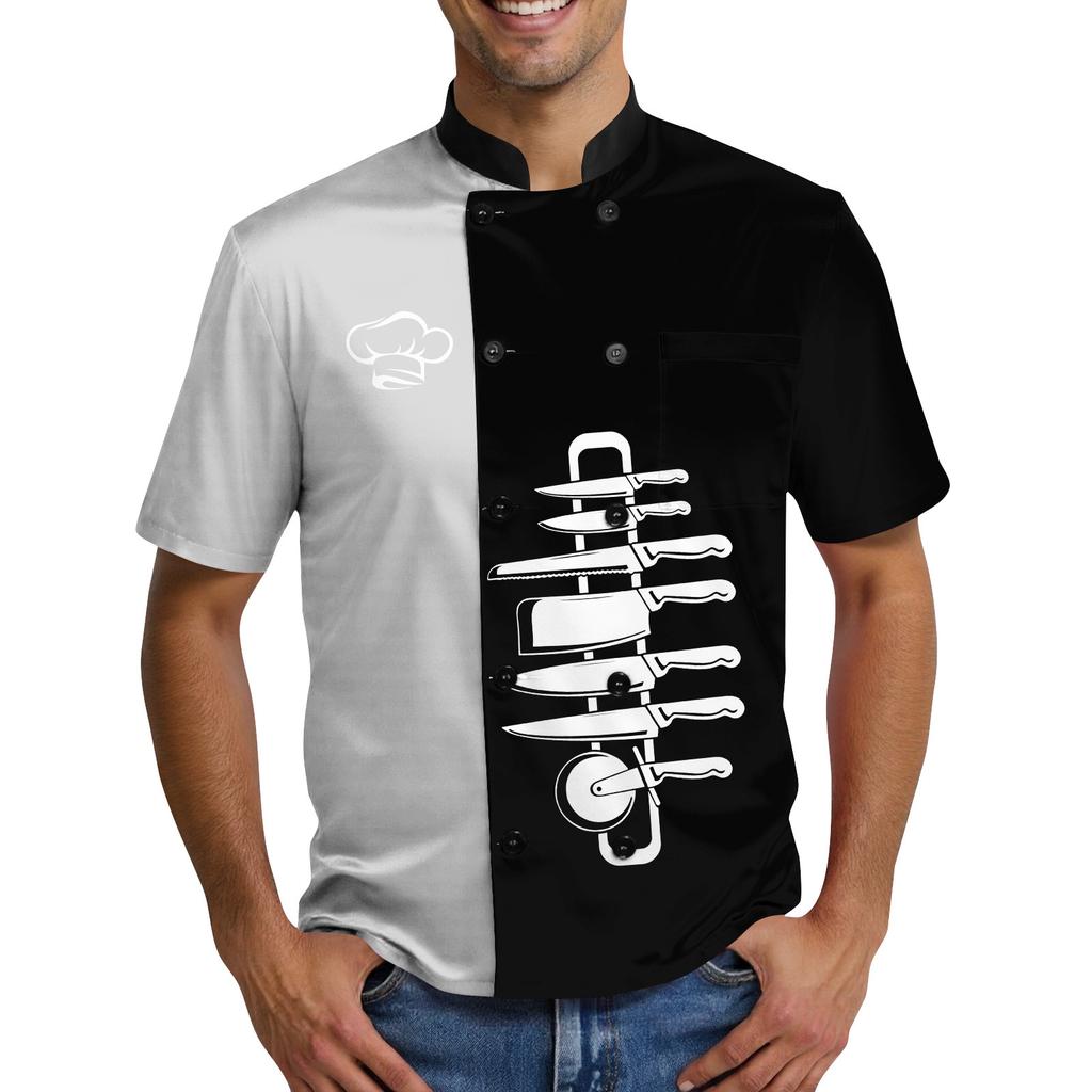 Popular Chef Print Elements Men's Chef Uniform