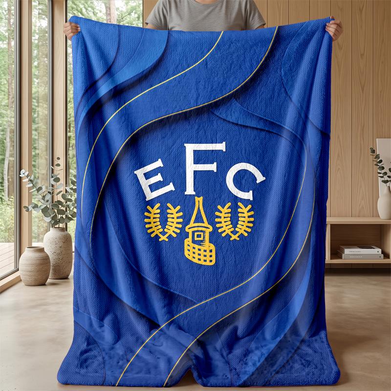 Everton Football Print Flannel Blanket, Soft Warm Lightweight Throw Blanket for Sofa Bed Camping