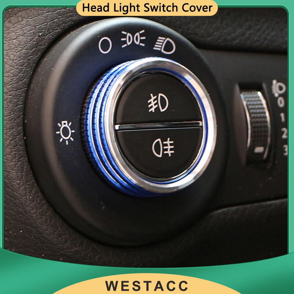 Алюминиевый сплав автомобиля, головной свет, кнопка включения лампы, крышка, наклейка, кольцо для Jeep Renegade 2014-интерьер