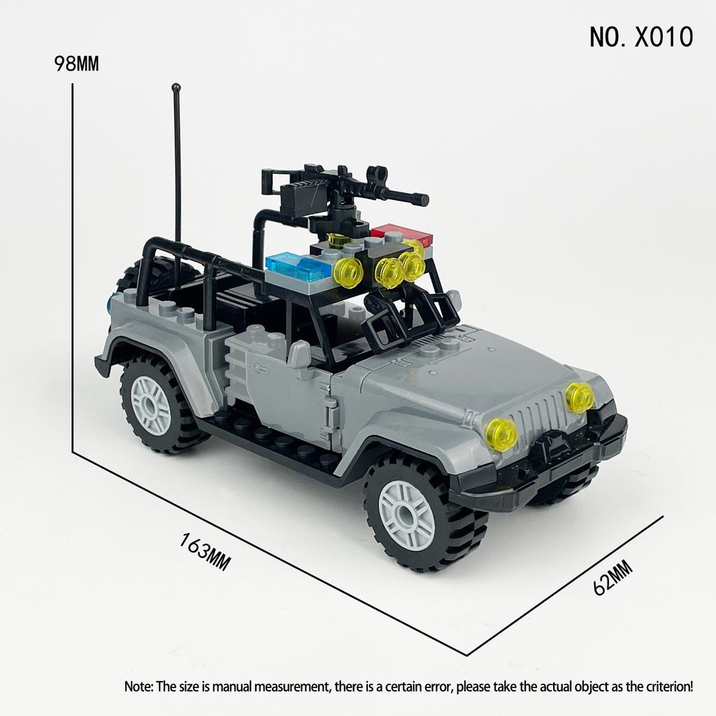X010 Серый волк Внедорожник Строительный блок из мелких частиц Черная кукла SWAT Игрушка-строительный блок