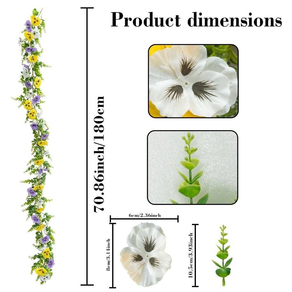 UV Resistant Artificial Pansy Vines Flexible Fake Flower Vines Eucalyptus Leaf Garland  Home Mantle