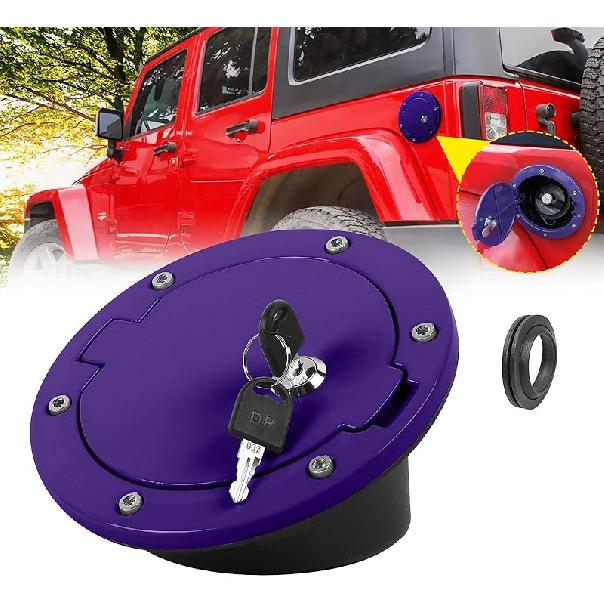 Fuel Door Cover JeCar Locking Gas Cap Cover For 2007-2018 Jeep Wrangler JK & Unlimited