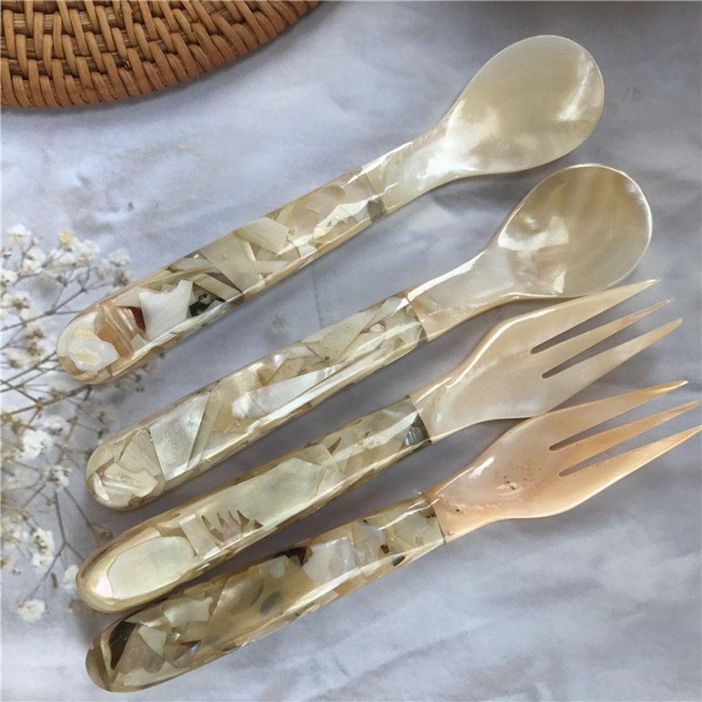 Kitchen Tool Condiment Conch Scoop Natural Caviar Ice Cream Dessert Spoon Teaspoon Fork Shell Spoon