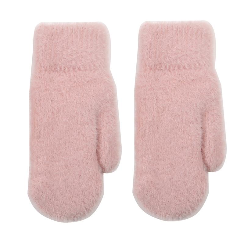 Женские зимние теплые кашемировые однотонные искусственные меховые норки эластичные мягкие варежки с полными пальцами милые перчатки для девочек