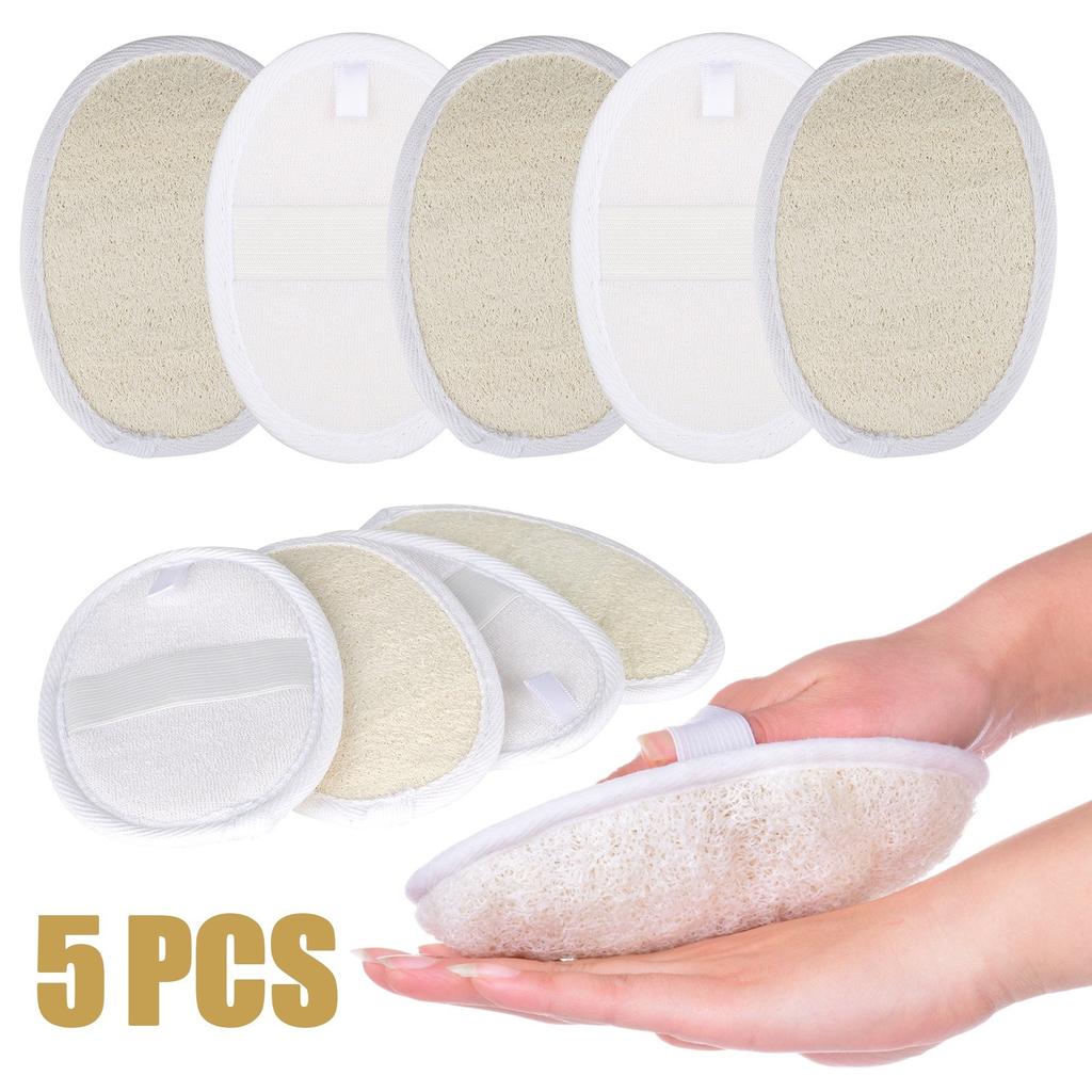 5 Pieces Of Exfoliating Sponge Pad Natural Towel Gourd Sponge Scrub Body Gloves For Men And Women, Suitable For Bathing Spa
