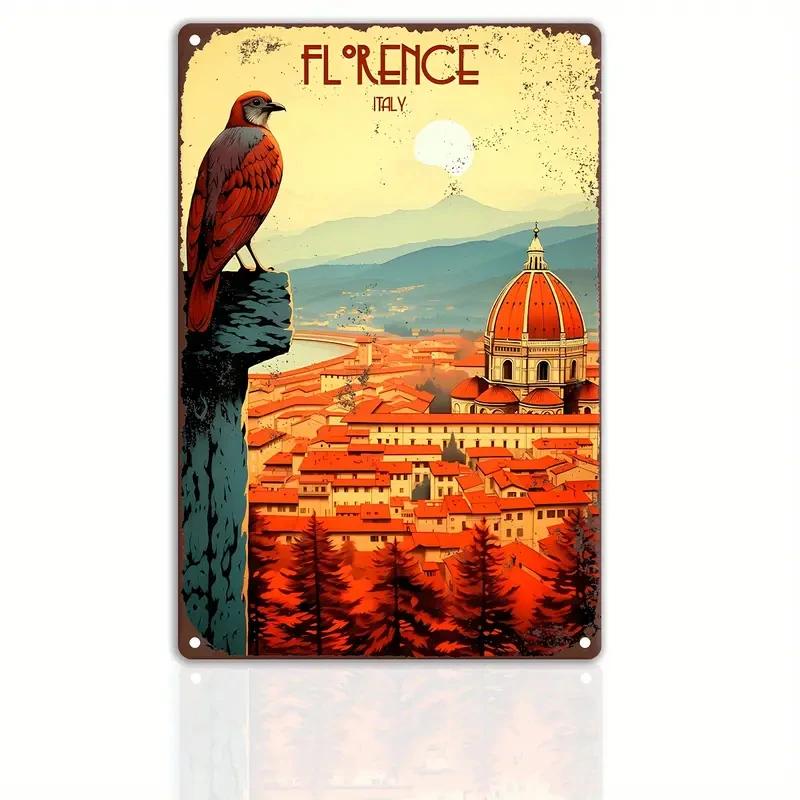 HD Tin Sign Vintage World Travel City Wall Decor Retro Rome Paris Dubai Miami Travel Poster Art Metal Tin Sign for Travel Love
