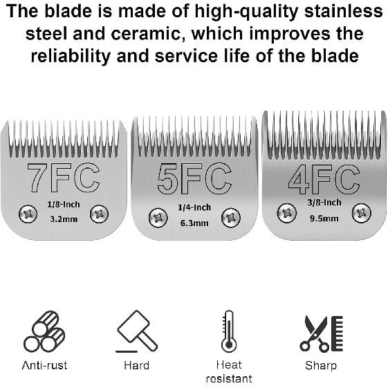 3ШТ Сменные лезвия для машинки для стрижки собак, совместимые с Andis Pet Clipper/Oster A5/Wahl KM Series Dog Clipper, Керамическое лезвие и Нержавеющая сталь