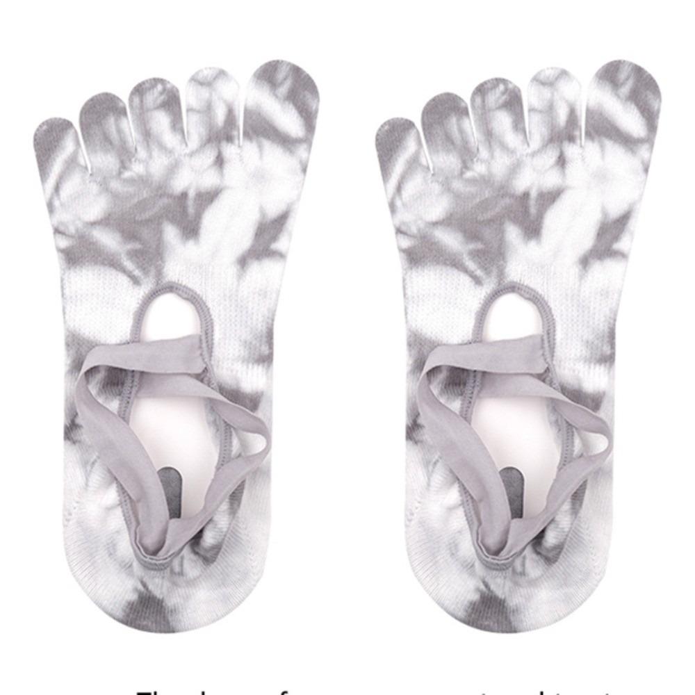 Breathable Strappy Pilates Socks Heart Silicone Dot Five Toe Socks Tie-dye Yoga Socks Women