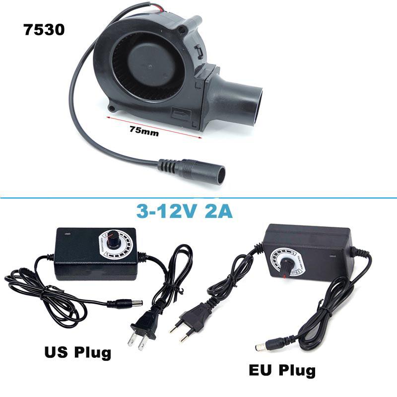 12 В 7 см 7530 DC Power Variable Speed Controller Air Blower Cooler Fan 75 мм Для Кемпинга Кулинария/Барбекю/Дрова/Отходы