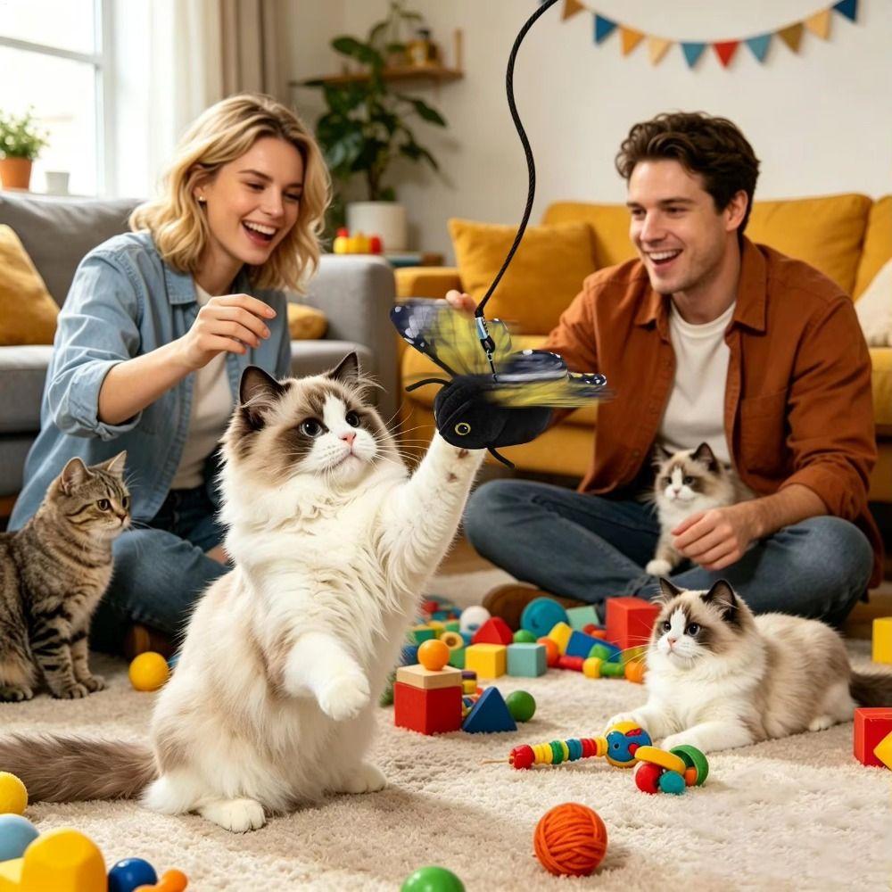 Multiple Modes Butterfly Cat Teaser Rechargeable Interactive Cat Toy Durable Feline Toy Exercise