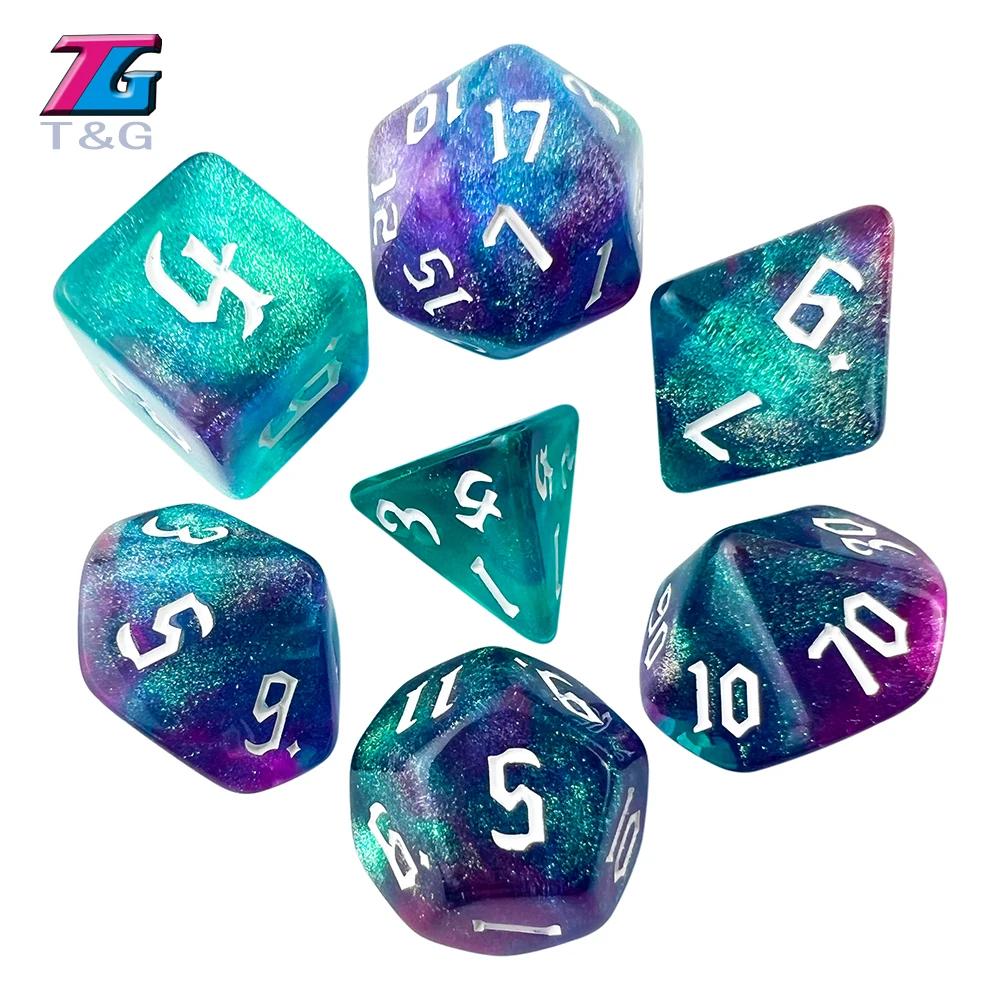 DND Dice RPG Dice Удивительные цвета, смешивание, фэнтези, эффект звездного света, уникальные стили ретро-шрифтов для карточных игр