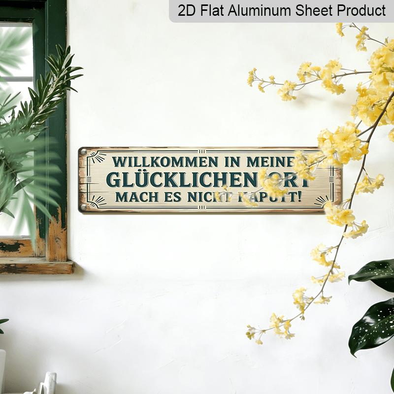 2D Flat, 1pc, German Aluminium Decorative Sign, Willkommen in Unserem Hinterhof Aluminium Sign, Vintage Barbecue Aluminium Plaques, Outdoor Wall Art