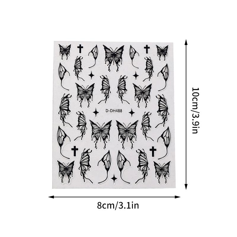 Нарисованная вручную жидкая наклейка для дизайна ногтей в виде бабочки, ультратонкая, прозрачная, декоративная, цветная, самоклеящаяся наклейка