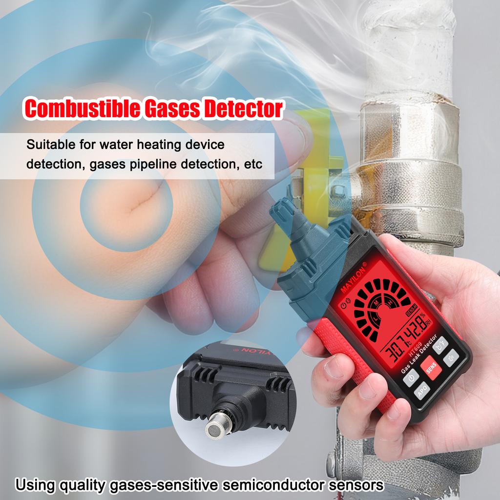Handheld Combustible Gases Leak Detector Natural Gases Leakage Tester Portable PPM Meter