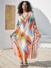 Orange Printed Beachwear Bohemian Loose Kaftan 2024 Summer Women's Bathing Suit Cover Up Vacation Casual Robe House Dress Q1638