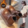 Доктор. Модные черные ботинки Martens 2025 для девочек - Осень/Зима с бархатной подкладкой