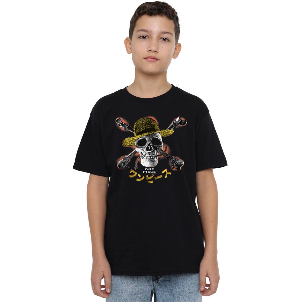 One Piece Childrens/Kids Straw Hat Jolly Roger T-Shirt