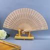 Vintage Bamboo Folding Fan Engraved Hollow Wooden Fan New Hand Held Fan  Women
