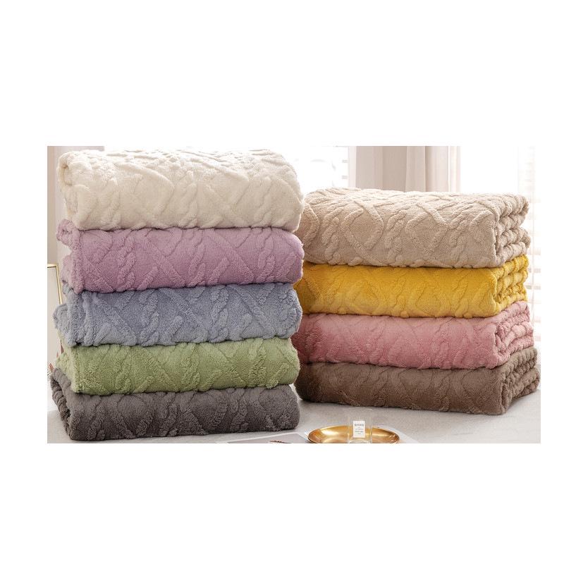 Однотонное жаккардовое флисовое одеяло с 3D ромбовидным узором из тафты для всех сезонов