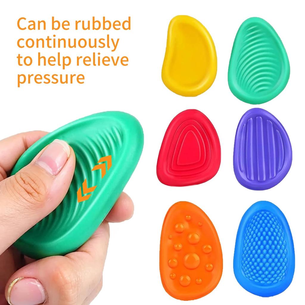 6 шт. Сенсорный камень-фиджет для детей, текстурированный мягкий камень для беспокойства при аутизме, тихие фиджеты, предметы для снятия стресса, подарок для облегчения тревоги