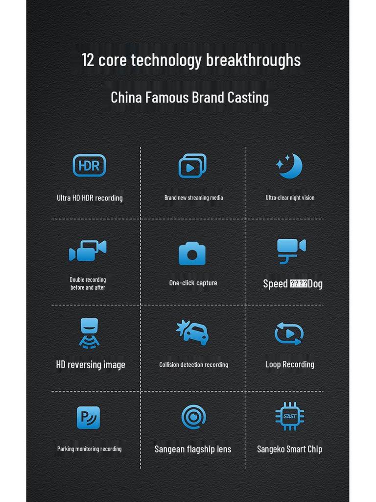 HD видеорегистратор с ночным видением: Двойная запись спереди и сзади, большой экран, с мониторингом парковки.