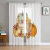 Floral Pumpkins In A Basket Sheer Window Curtains For Living Room Bedroom Modern Voile Tulle Curtains Fabric Drapes For Kitchen