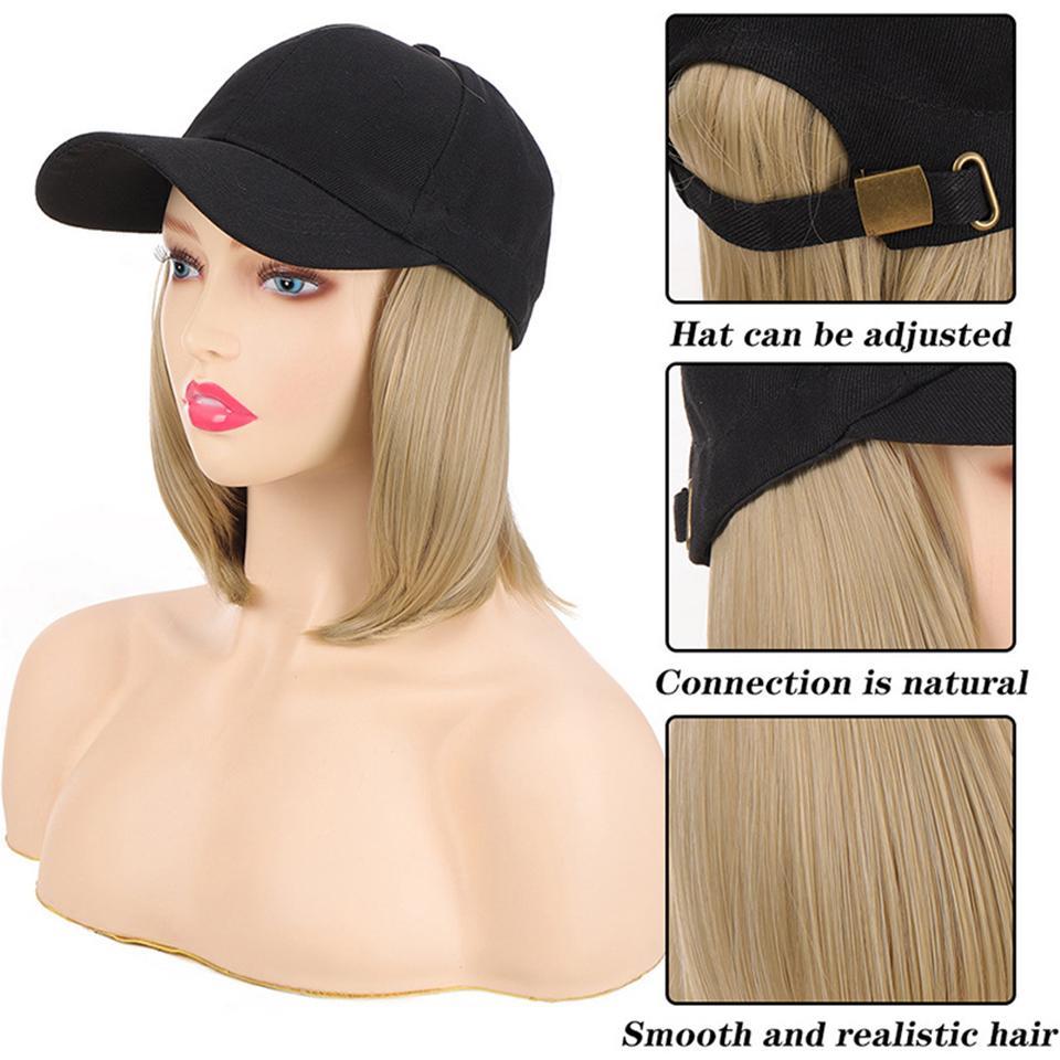 Синтетический парик WTB, интегрированная короткая волна, бейсбольный парик, кепка с волнистой головой, весенне-летний холщовый козырек, короткие прямые волосы