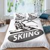 Skiing Sports Duvet Cover Queen Size For Kid Teen Winter Sport Ski Theme Comforter Cover Set Microfiber Snow Mountain Landscape