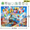 2D Plane Party Banner - Customizable Colorful Cartoon Train Theme Birthday Background Cloth
