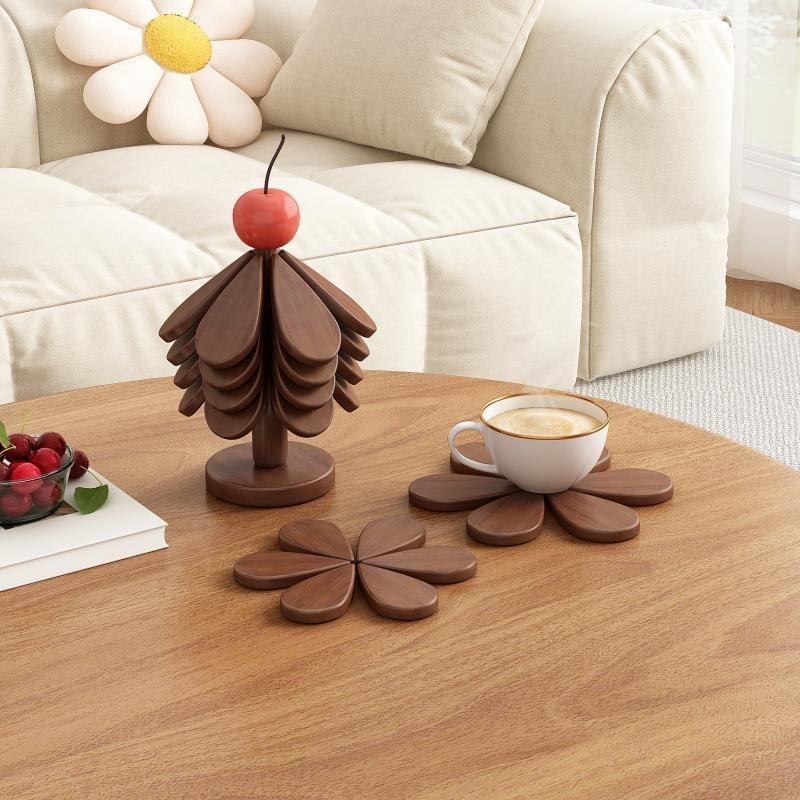 Pine and Bamboo Insulation Mat, Dining Table Decoration, a Tree and Small Tree Insulation Mat, Creative Folding Dining Plate, Tree Shape